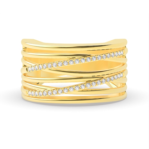 4 Prong Round Yellow Gold Three tone criss Eternity Engagement Rings