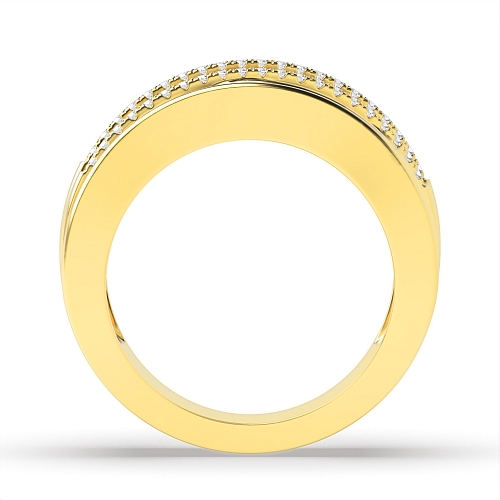 4 Prong Round Yellow Gold Three tone criss Eternity Engagement Rings