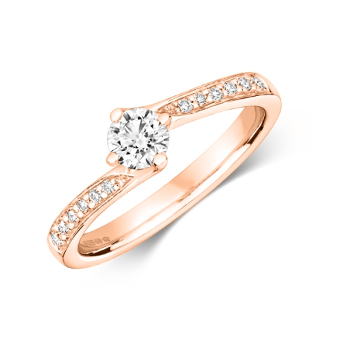 Pave Setting Round Rose Gold Dazzling Engagement Rings