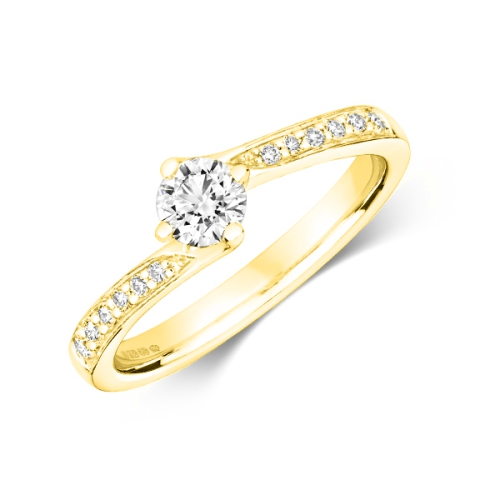 Pave Setting Round Yellow Gold Dazzling Engagement Rings