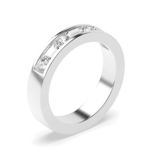 Channel Setting Round/Baguette Seven spark Diamond Rings
