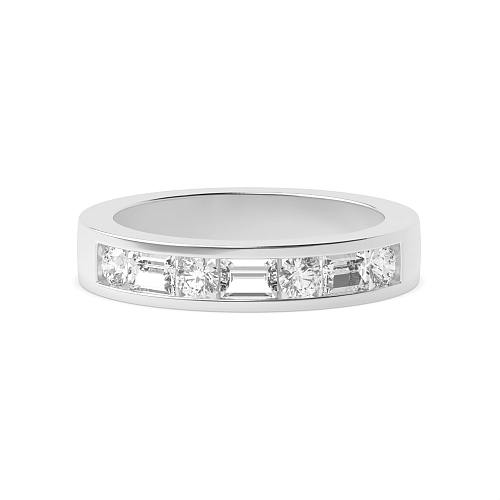 Channel Setting Round/Baguette Seven spark Diamond Rings