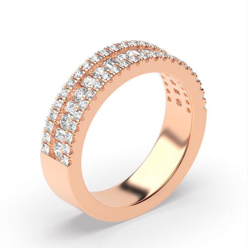 Channel Setting Round/Baguette Rose Gold Nova monogem Eternity Diamond Rings