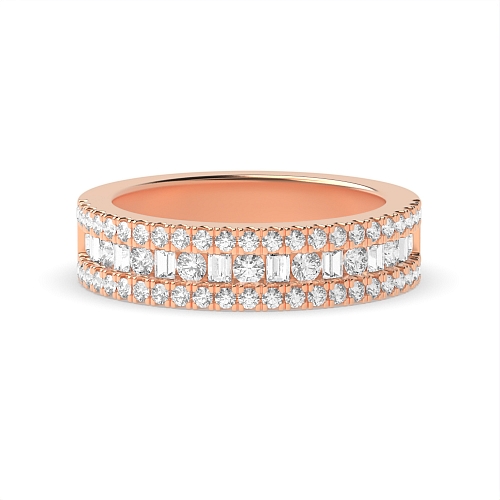 Channel Setting Round/Baguette Rose Gold Nova monogem Eternity Diamond Rings