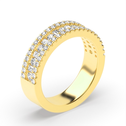 Channel Setting Round/Baguette Yellow Gold Nova monogem Eternity Diamond Rings