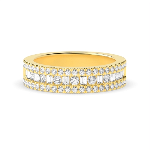 Channel Setting Round/Baguette Yellow Gold Nova monogem Eternity Diamond Rings