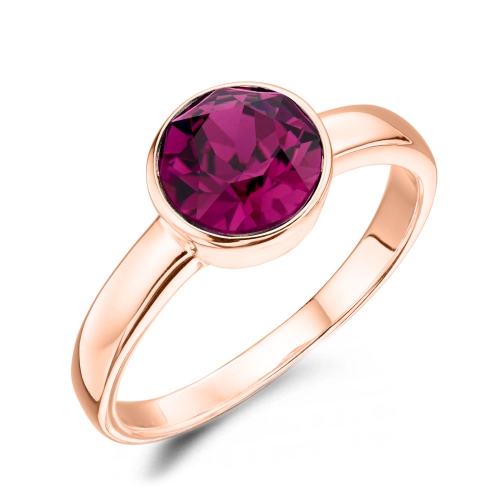 Bezel Setting Round Rose Gold Birthstone Lab Grown Diamond Engagement Rings