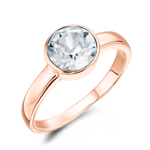 Bezel Setting Round Rose Gold Birthstone Gemstone Engagement Rings
