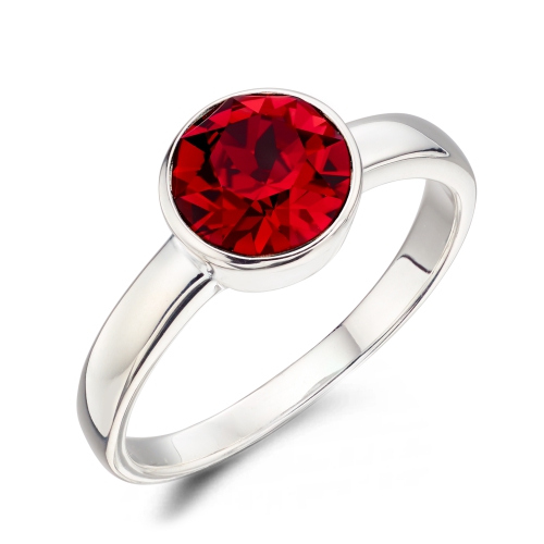 Bezel Setting Round Birthstone Ruby Engagement Rings