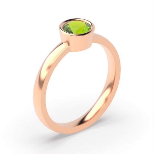 Bezel Setting Round Rose Gold Peridot birthstone Naturally Mined Diamond Gemstone Engagement Rings