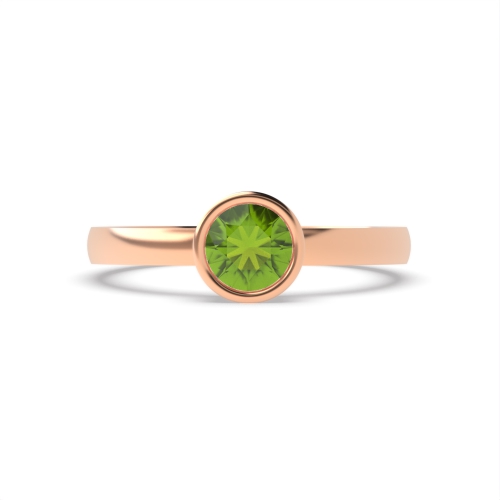 Bezel Setting Round Rose Gold Peridot birthstone Naturally Mined Diamond Gemstone Engagement Rings