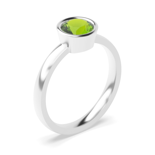 Bezel Setting Round birthstone Peridot Gemstone Engagement Rings