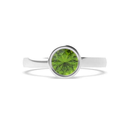 Bezel Setting Round birthstone Peridot Gemstone Engagement Rings