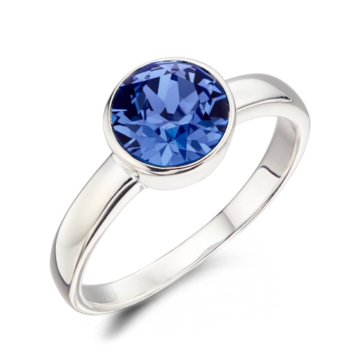 Buy Bezel Setting Round Shape Sapphire Birthstone Ring - Abelini
