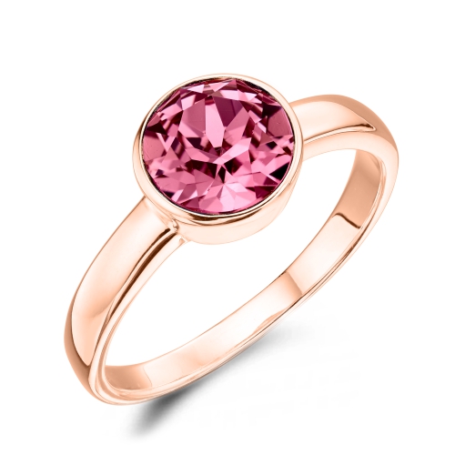 Bezel Setting Round Rose Gold Lab Grown Diamond Gemstone Engagement Rings