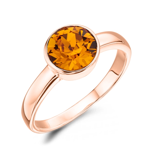 Bezel Setting Round Rose Gold Birthstone Naturally Mined Diamond Gemstone Engagement Rings