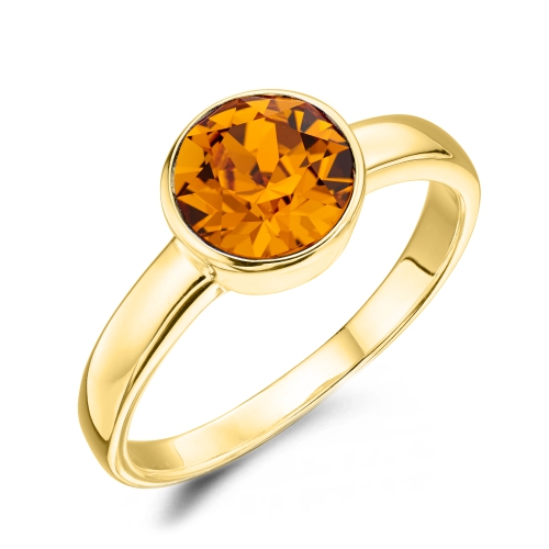 Bezel Setting Round Yellow Gold Birthstone Naturally Mined Diamond Gemstone Engagement Rings