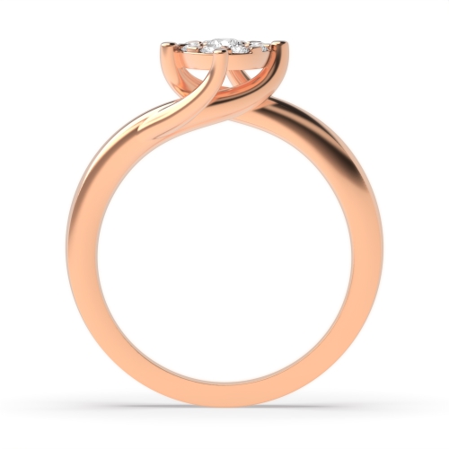 4 Prong Round Rose Gold Twisting head cluster Engagement Rings