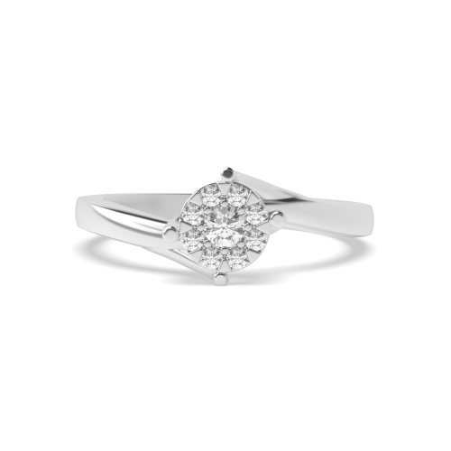 4 Prong Round Twisting head cluster Naturally Mined Diamond Engagement Rings