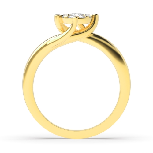 4 Prong Round Yellow Gold Twisting head cluster Engagement Rings