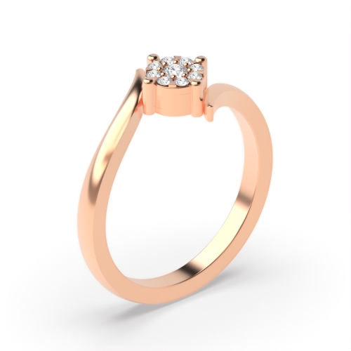 4 Prong Round Rose Gold Twisted shoulder cluster Engagement Rings