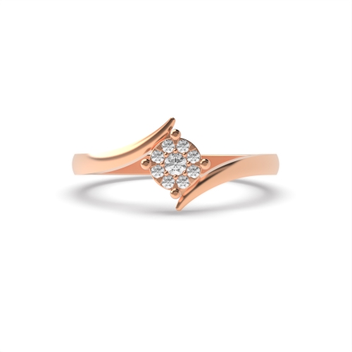 4 Prong Round Rose Gold Twisted shoulder cluster Engagement Rings