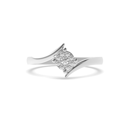 4 Prong Round White Gold Twisted shoulder cluster Engagement Rings