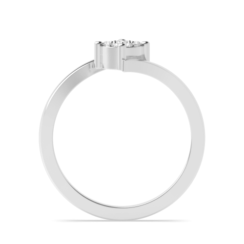 4 Prong Round White Gold Twisted shoulder cluster Engagement Rings
