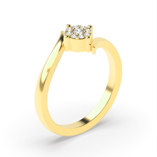 4 Prong Round Yellow Gold Twisted shoulder cluster Engagement Rings
