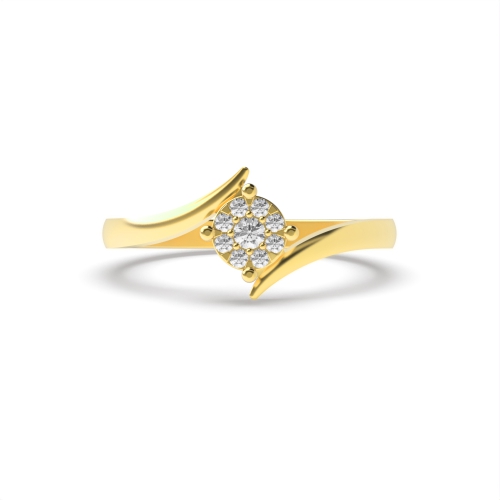 4 Prong Round Yellow Gold Twisted shoulder cluster Engagement Rings