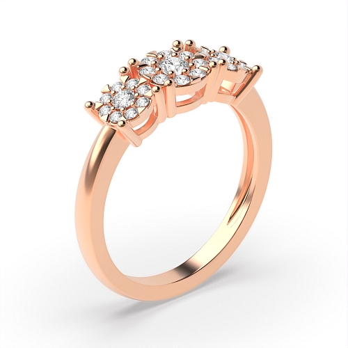 4 Prong Round Rose Gold Graduated cluster Engagement Rings