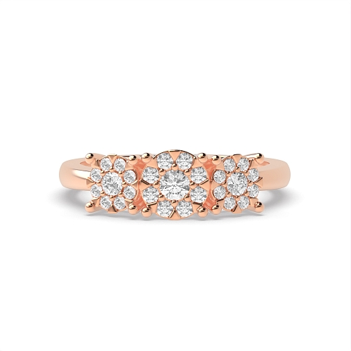 4 Prong Round Rose Gold Graduated cluster Engagement Rings