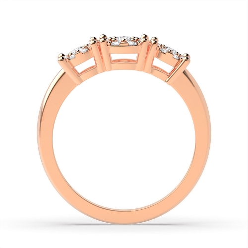 4 Prong Round Rose Gold Graduated cluster Engagement Rings