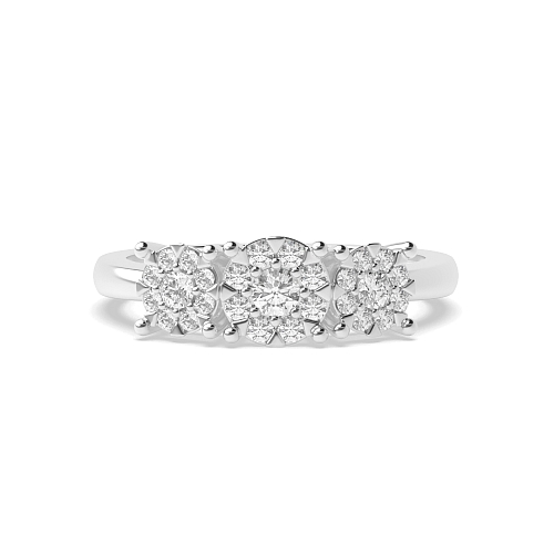 4 Prong Round Graduated cluster Engagement Rings