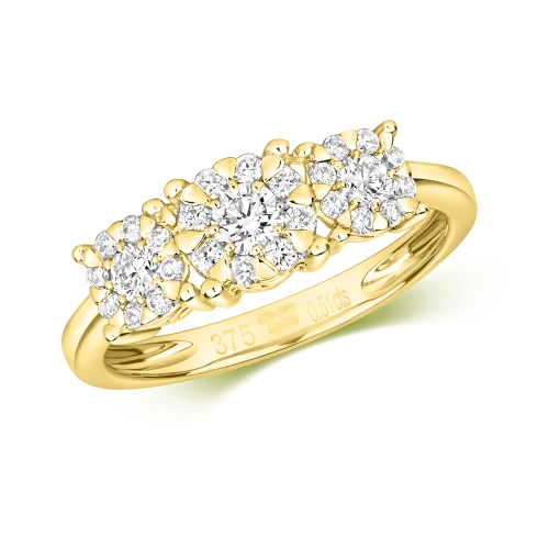 3 Stone Setting Illusion Set Round Diamond Ring Buy Online