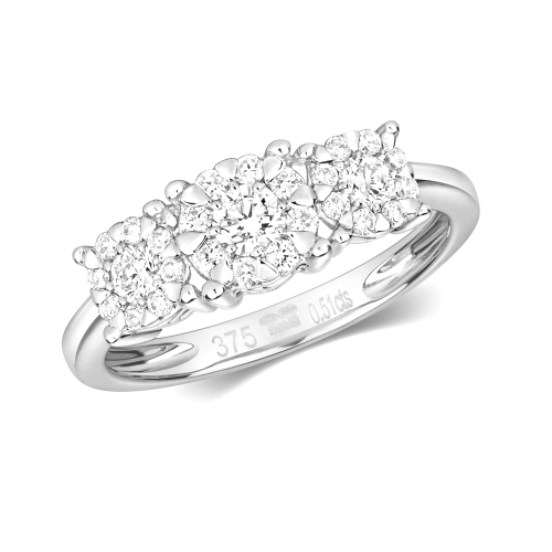 4 Prong Round Cluster graduated Moissanite Engagement Rings