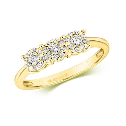 Buy 3 Stone Setting Illusion Set Round Diamond Ring Uk  - Abelini