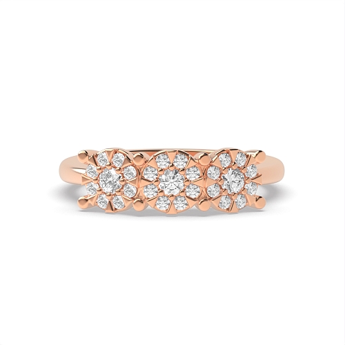 4 Prong Round Rose Gold Same size clusters Trilogy Engagement Rings