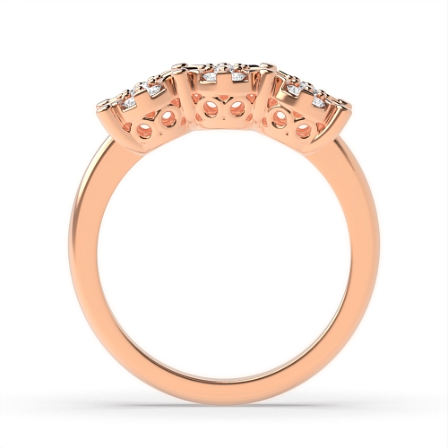 4 Prong Round Rose Gold Same size clusters Trilogy Engagement Rings