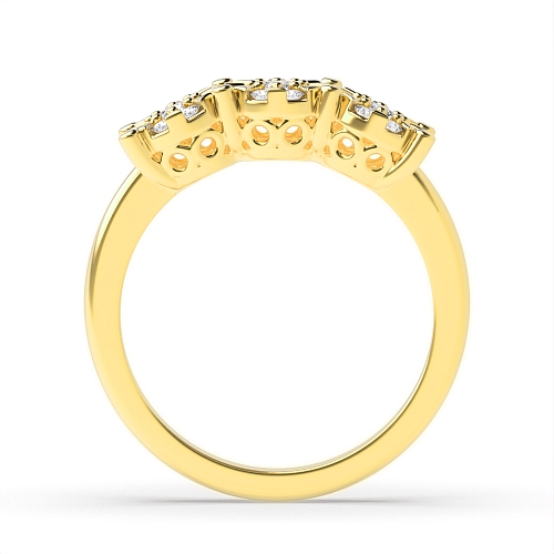 4 Prong Round Yellow Gold Same size clusters Engagement Rings