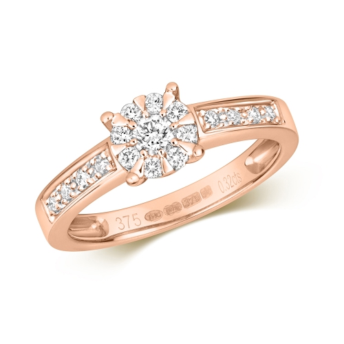 4 Prong Round Rose Gold Orbital spark Engagement Rings
