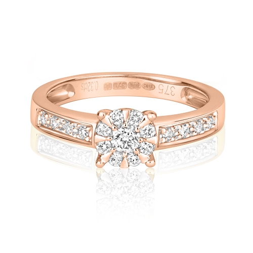 4 Prong Round Rose Gold Orbital spark Engagement Rings