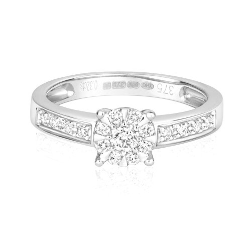 4 Prong Round Orbital spark Side Stone Engagement Rings