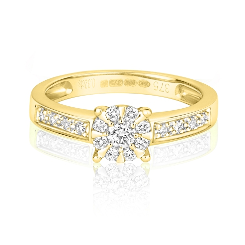 4 Prong Round Yellow Gold Orbital spark Engagement Rings