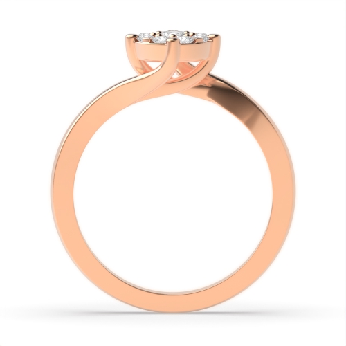4 Prong Round Rose Gold Twisting setting cluster Engagement Rings
