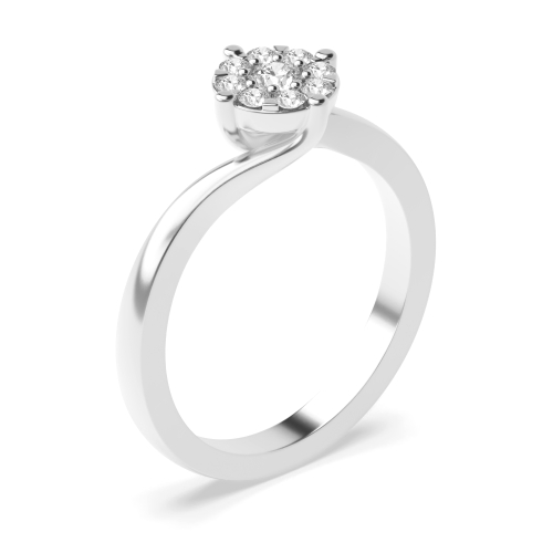 4 Prong Round Twisting setting cluster Engagement Rings
