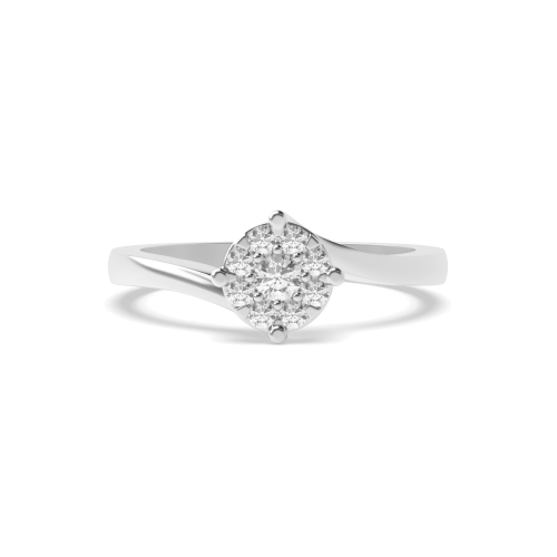 4 Prong Round Twisting setting cluster Engagement Rings