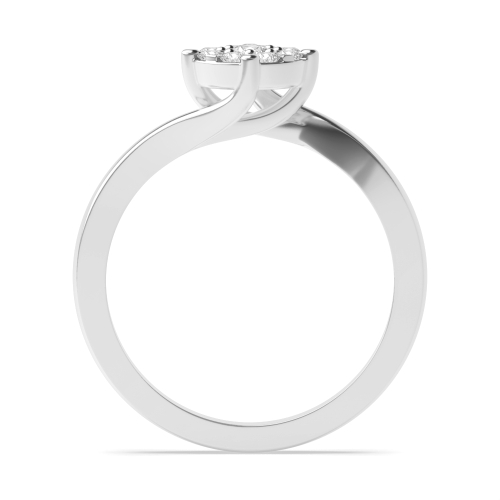 4 Prong Round Twisting setting cluster Engagement Rings