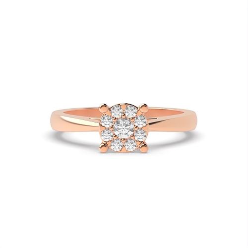 4 Prong Round Rose Gold Side gallary cluster Engagement Rings