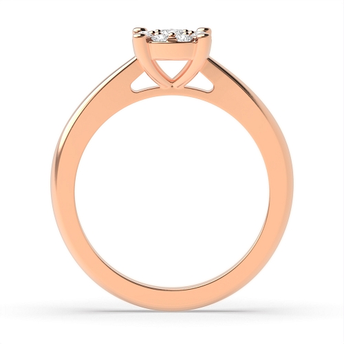 4 Prong Round Rose Gold Side gallary cluster Engagement Rings